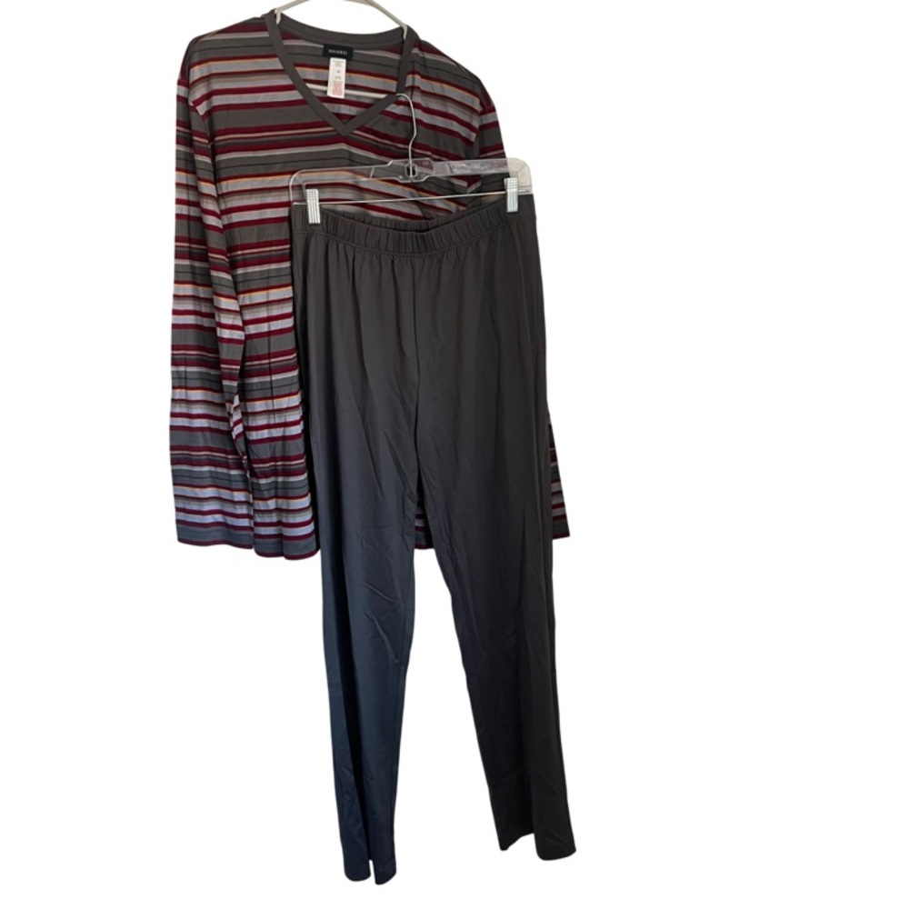 NEW HANRO Men's Jaron Jewel Stripe Two Piece Pajamas Set Size Medium
